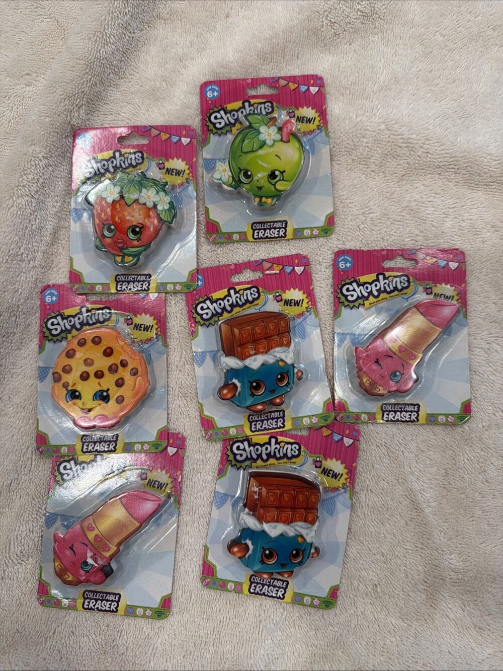 Lot 7 Shopkins Collectable Erasers Toys New Sealed